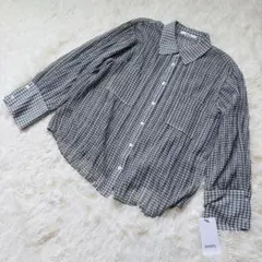 新品 小森縫製 日々 綿麻 ギンガムチェック 長袖ブラウス サッカー生地