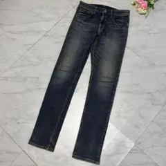 MUJIストレートデニムパンツ色落ち美脚インディゴ73M相当シンプル着回し脚長のサムネイル