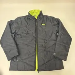 PUMA ダウンコート 黒/ネオンイエロー