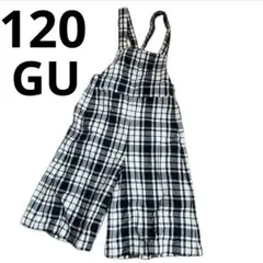 【120】 GU ジーユー チェック柄 オーバーオール サロペット シンプル
