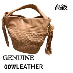 高級COWLEATER.GENUINEハンドバック、ショルダーバッグ結びタッセルのサムネイル