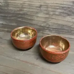 九谷　猪口【m1597 金彩　酒器　おちょこ　骨董　アンティーク　レトロ　赤 】