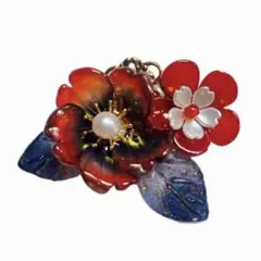 瑠璃花芙蓉花梅桜花黒葉　白赤黒金色髪飾り　ヘアピン　花見花火結婚式　着物浴衣漢服のサムネイル