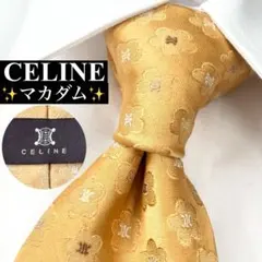 CELINE セリーヌ 未使用級 マカダム トリオンフ ネクタイ Cロゴ ピンク