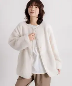 新品 studio CLIP ノーカラー ボアブルゾン