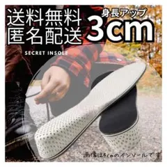 3cmUP シークレットインソール　身長アップ　中敷き　メンズ　通気性　抗菌