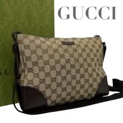 【極美品】グッチ GGキャンバス　ショルダーバッグ　ブラウン　5828