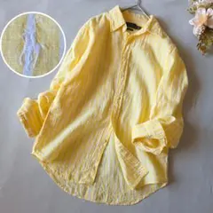 【美品 】ポロラルフローレン 麻100% ストライプシャツ 白ポニー 現行タグ