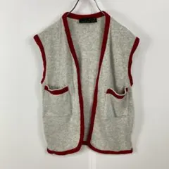 イタリア製 LEY ヴィンテージ ニットベスト ジレ 前開き アンゴラ混 レトロ