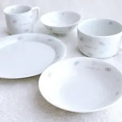Courreges クレージュ 食器セット 5点 陶器 キッズ ベビー パステルのサムネイル