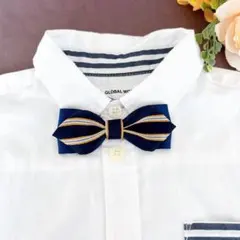 子様用蝶ネクタイ　ネイビー×ネイビーストライプ　七五三　結婚式