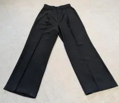 グローバルワーク　ウツクシルエット　ハイウエストワイドパンツ　ブラック　М