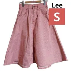 【美品】Lee ヒッコリーストライプ フレアスカート S 赤×白 ロング丈のサムネイル
