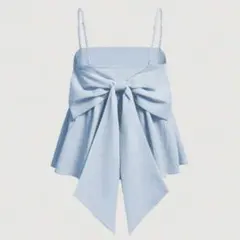 リボン付きライトブルーキャミソール　US4
