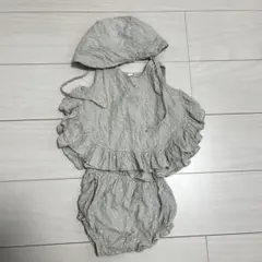 韓国子供服　刺繍ボンネットセットアップ　エンブロイダリー　3セット　80サイズ