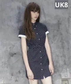 FRED PERRY フレッドペリー　ドット柄　シャツ　ワンピース UK8
