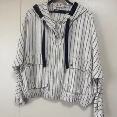 ZARA ストライプ柄 フード付きブルゾン M