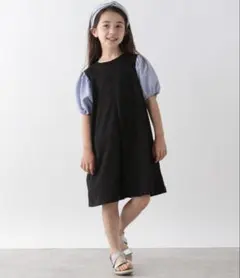 global work DRY/袖布帛ワンピース半袖 120