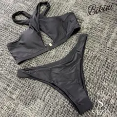 美胸ブラック クロスストラップ ビキニ Sサイズ ハイレグ sexy090116