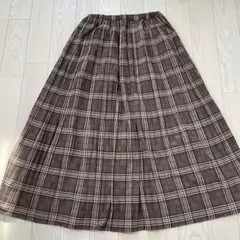 SM2 サマンサモスモス ロングスカート チェックプリーツ ブラウン