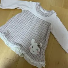 ウサギ刺繍 チェック柄 チュニック 90cm クーラクール