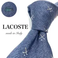 【極美品】 LACOSTE 小紋柄 ネクタイ ブルー シンプル シミありのサムネイル