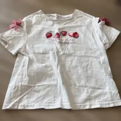 mezza piano いちご刺繍 Tシャツ