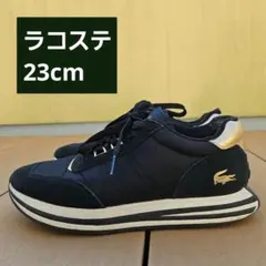 LACOSTE スニーカー 23cm ブラック ゴールド 軽量 厚底 ロゴ