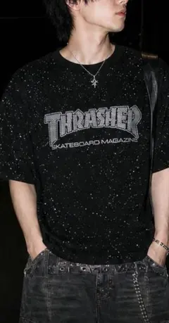 693 THRASHER ヘビーコットン シルクプリント Tシャツ スラッシャー 