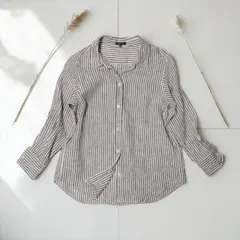 美品★24SS★インディヴィ★ノルマンディリネンシャツ★洗える★UVケア★夏★Sのサムネイル