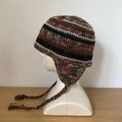 HB-035 ハンドメイド　耳当て付きニット帽　イヤーフラップ