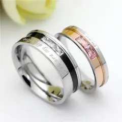 2個石ペアリング ステンレスリング ステンレス指輪 ピンキーリング