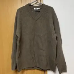 UNIQLO U プレミアムラムリブVネックセーター XL ベージュ