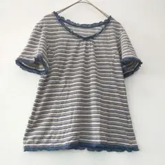 HIROKO BIS ヒロコビス マルチボーダー カットソー フリル 11号 Lのサムネイル