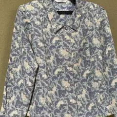 紫系花柄 長袖シャツ