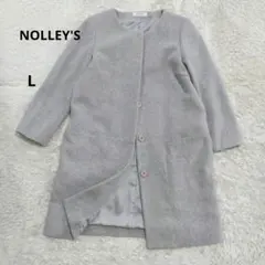 美品　NOLLEY'S LIGHT ノーカラージャケット L グレー ウール