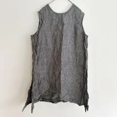 bryn WALKER ノースリーブチュニック グレー リネン ベスト ボタン