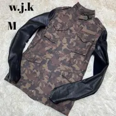 未使用級　wjk M65フィールドジャケット　レザー切り替え　カモフラ柄　M