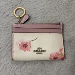 COACH 花柄 カードケース キーチェーン付き