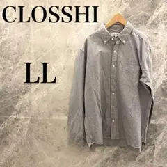 【美品】CLOSSHIクロッシー 長袖シャツ メンズ LL グレー 灰色 無地