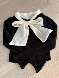 nice c l aup黒いリブ編み長袖ニット Fサイズ