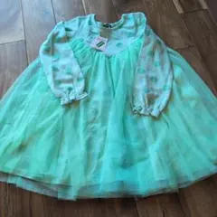 ムージョンジョンドット柄 チュールワンピース 130cm ミントグリーン