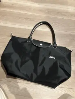 ロンシャン風 ブラックナイロン トートバッグ