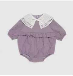petit main レース付きロンパース　パープル　80cm