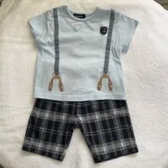 kladskap サスペンダー風 半袖Tシャツ チェック柄パンツ セットのサムネイル
