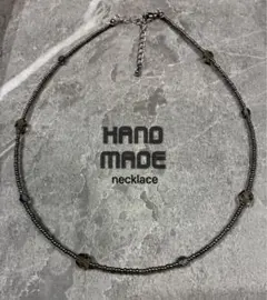 ビーズネックレス シルバー×クリア