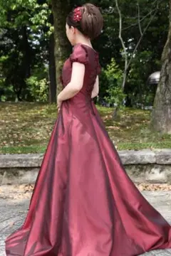 美品 ドレスワールド服創屋 パフスリーブ ステージドレス 背中編 タフタ 日本製