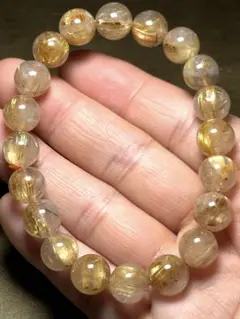 ゴールドタイチンルチルブレスレット10㎜（新品未使用）高品質　金運最強