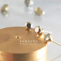 シックな色気✦パイライトのひと粒ピアス 4mm サージカルステンレス 両耳用