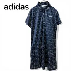 【アディダスadidas】ゴルフウェア　半袖ワンピース　ドット　ブラック　M